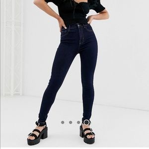 ASOS Bershka high waisted dark skinny jeans